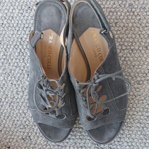 Franco Colli Italian 4 in heel platform seude shoes.